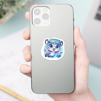 Cute Anime Kawaii Snow Leopard Stickers Aufkleber