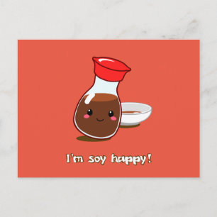 Cute Anime Soy Sauce "I'm Happy!" Postkarte