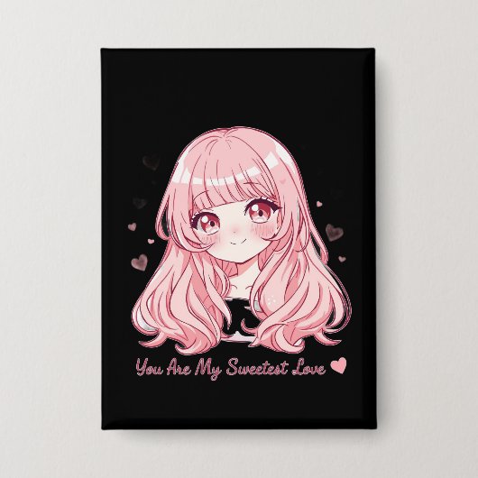 Cute Anime Valentine Sweatshirt Button (Vorderseite)