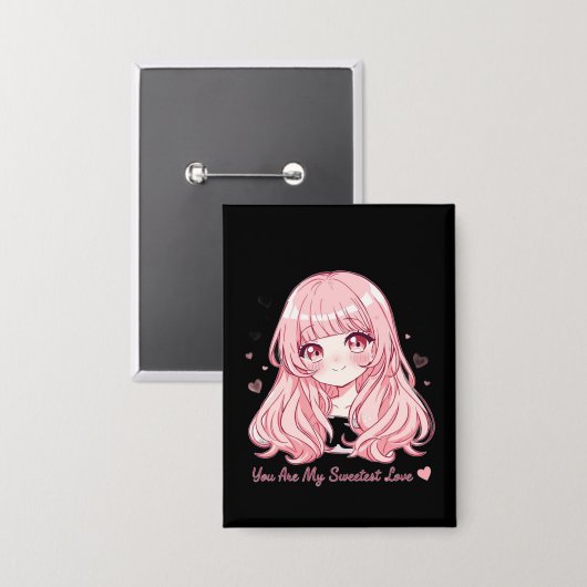 Cute Anime Valentine Sweatshirt Button (Vorderseite/Rückseite)