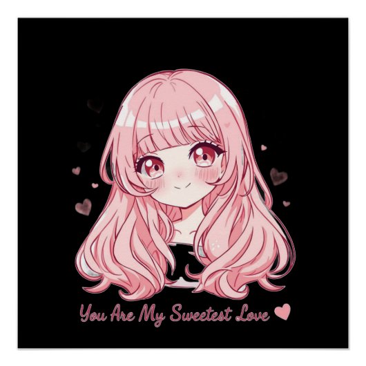 Cute Anime Valentine Sweatshirt Poster (Vorderseite)
