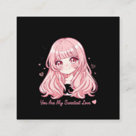 Cute Anime Valentine Sweatshirt Quadratische Visitenkarte