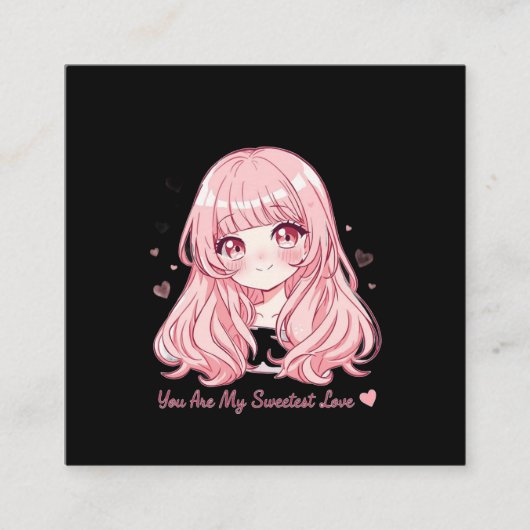 Cute Anime Valentine Sweatshirt Quadratische Visitenkarte (Vorderseite)