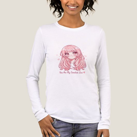Cute Anime Valentine Sweatshirt Tri-Blend Shirt (Vorderseite)