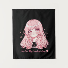 Cute Anime Valentine Sweatshirt Wandteppich