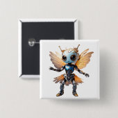 Cute Ant Girl Dancing Robot Pixie Button (Vorne & Hinten)