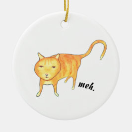 Cute Apathetic Orange Cat Keramik Ornament