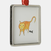 Cute Apathetic Orange Cat Ornament Aus Metall (Rechts)