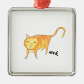 Cute Apathetic Orange Cat Ornament Aus Metall (Vorne)