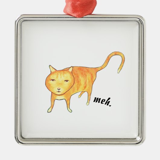 Cute Apathetic Orange Cat Ornament Aus Metall (Vorne)