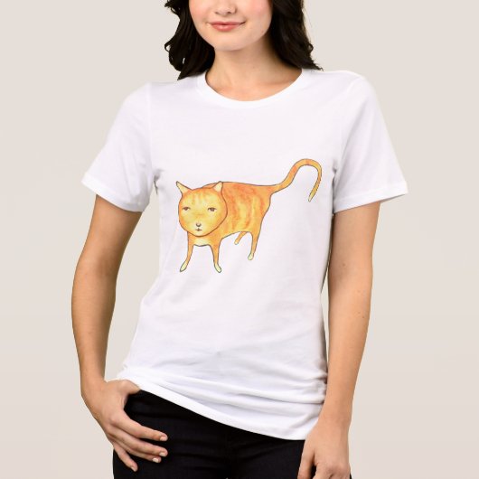 Cute Apathetic Orange Cat Tri-Blend Shirt (Vorderseite)