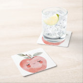 Cute Apfel Gesicht Adorable Frucht Rechteckiger Pappuntersetzer (Vor Ort)