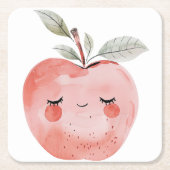 Cute Apfel Gesicht Adorable Frucht Rechteckiger Pappuntersetzer (Vorderseite)