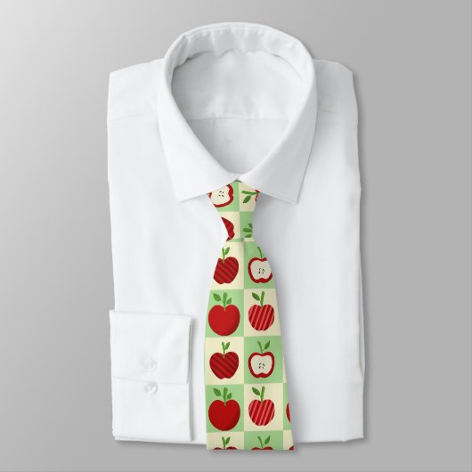 Cute Apple Pattern Green Fall Check Farmhouse Krawatte (Gebunden)