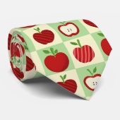 Cute Apple Pattern Green Fall Check Farmhouse Krawatte (Gerollt)