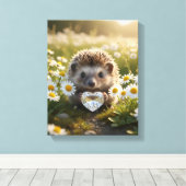 Cute April Hedgehog with Diamond Heart Leinwanddruck (Insitu (Holzboden))