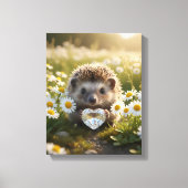 Cute April Hedgehog with Diamond Heart Leinwanddruck (Vorderseite)