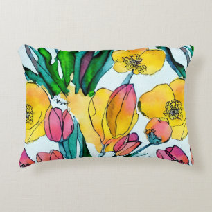 Cute Aquarellfarben Blumen Künstlerische Hand gema Dekokissen