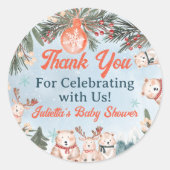 Cute Arctic Animals Winter Christmas baby shower Runder Aufkleber (Vorderseite)