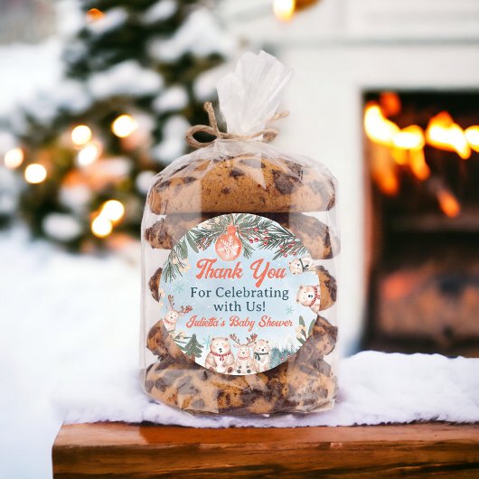 Cute Arctic Animals Winter Christmas baby shower Runder Aufkleber