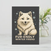 Cute Arctic Fox – “Fur-endly Winter Friend” Einladung (Stehend Vorderseite)