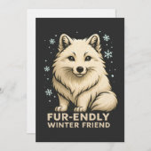 Cute Arctic Fox – “Fur-endly Winter Friend” Einladung (Vorne/Hinten)