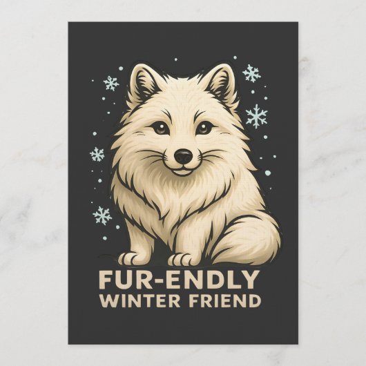 Cute Arctic Fox – “Fur-endly Winter Friend” Einladung (Vorderseite)