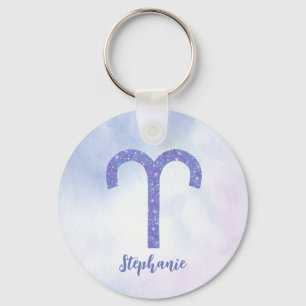 Cute Aries Astrology Sign Personalized Purple Schlüsselanhänger