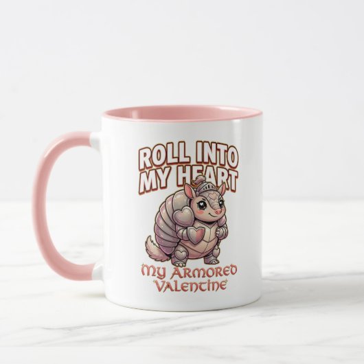 Cute Armadillo Knight Valentine–Roll Into My Heart Tasse (Links)