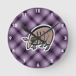 Cute Armadillo; Purple Runde Wanduhr