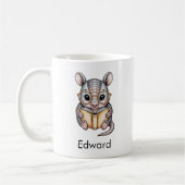Cute Armadillo Reading a Book Custom Kaffeetasse (Links)