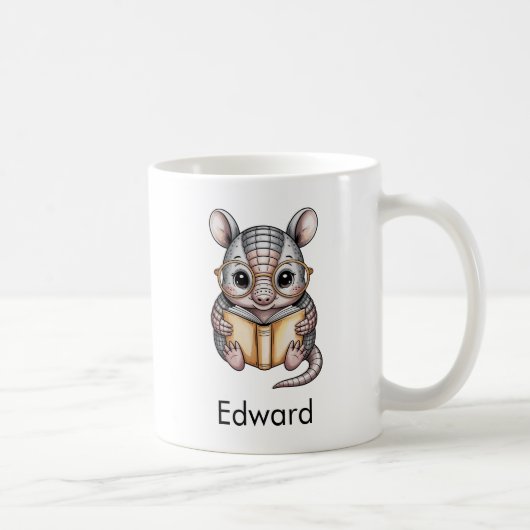 Cute Armadillo Reading a Book Custom Kaffeetasse (Rechts)
