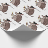 Cute armadillo with graduation cap cartoon geschenkpapier (Ecke)