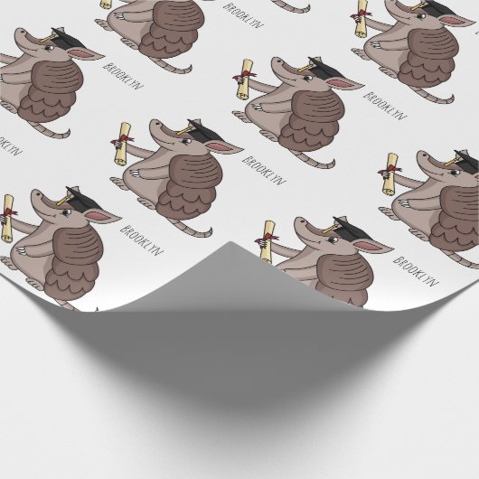 Cute armadillo with graduation cap cartoon geschenkpapier (Ecke)