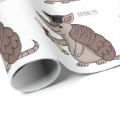 Cute armadillo with graduation cap cartoon geschenkpapier (Rolleneckpunkt)