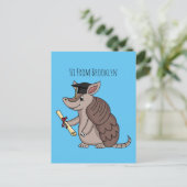 Cute armadillo with graduation cap cartoon postkarte (Stehend Vorderseite)