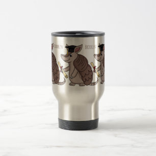 Cute armadillo with graduation cap cartoon reisebecher