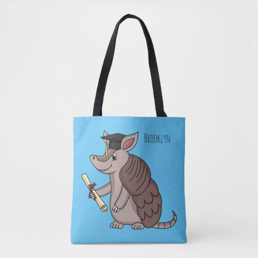 Cute armadillo with graduation cap cartoon  tasche (Vorderseite)