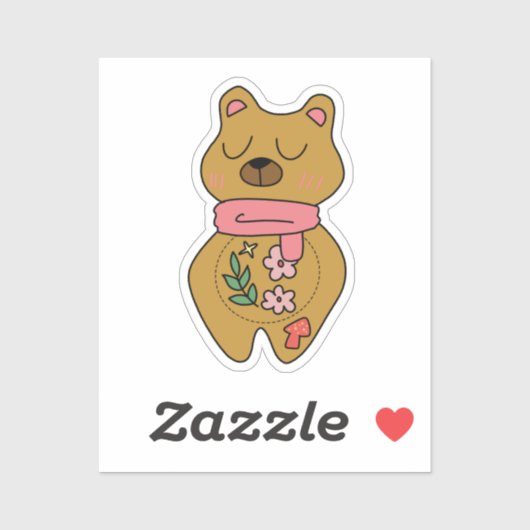 Cute Arrogant Brown Bear For Laptop and Planner Aufkleber (Blatt)