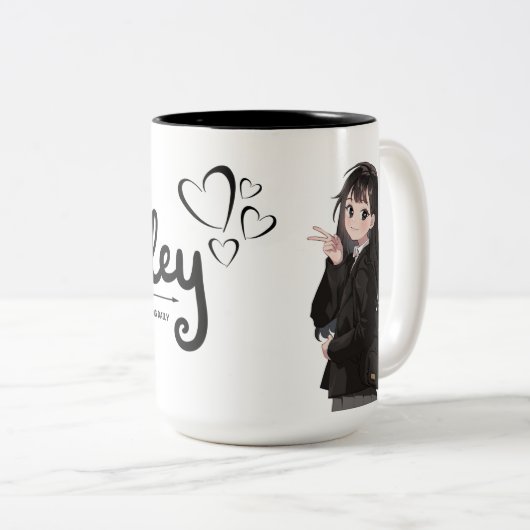 Cute Art Coffee Cup Zweifarbige Tasse (VorderseiteRechts)
