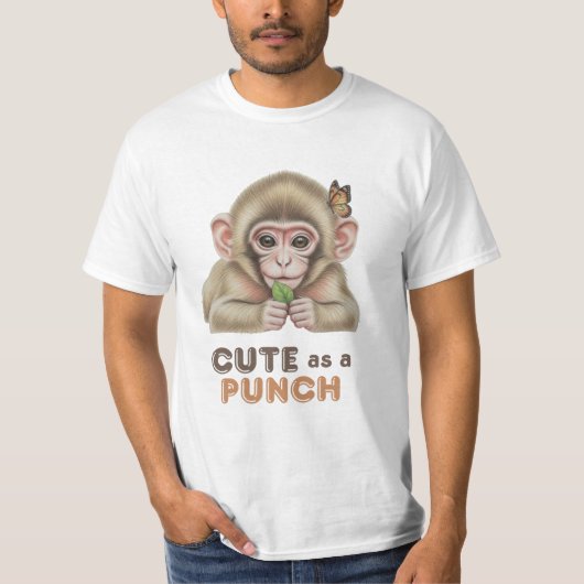 Cute as a Punch Baby Monkey with Butterfly T-Shirt (Vorderseite)