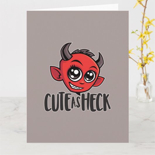 Cute as Heck Devil Karte (Gelbe Blume)