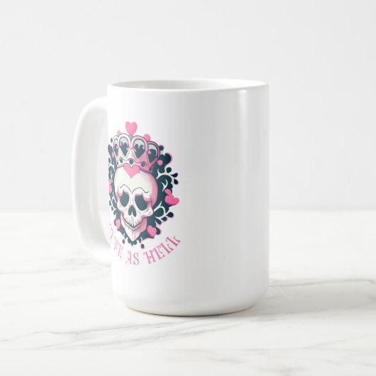 Cute as Hell Schädel mit Krone Kaffeetasse (Vorderseite Links)