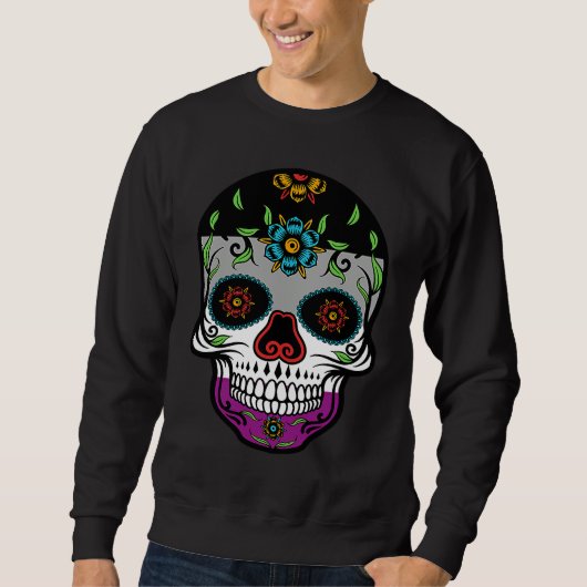 Cute asexual proud flag sugar skull sweatshirt (Vorderseite)