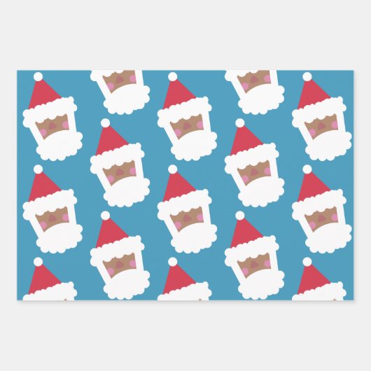 Cute Assorted Santa and Black Stanta Geschenkpapier Set (Vorderseite 2)