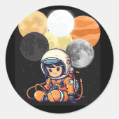Cute Astronaut and Planets Sticker (Vorderseite)