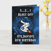 Cute Astronaut Blue Black Galaxy 8th Birthday Karte (Gelbe Blume)