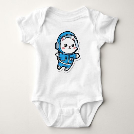 Cute Astronaut Cat Custom Photo Baby Bodysuit Baby Strampler (Vorderseite)