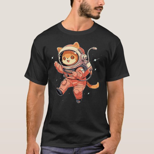 Cute Astronaut Cat in Space Suit Helmet Funny Spac T-Shirt (Vorderseite)