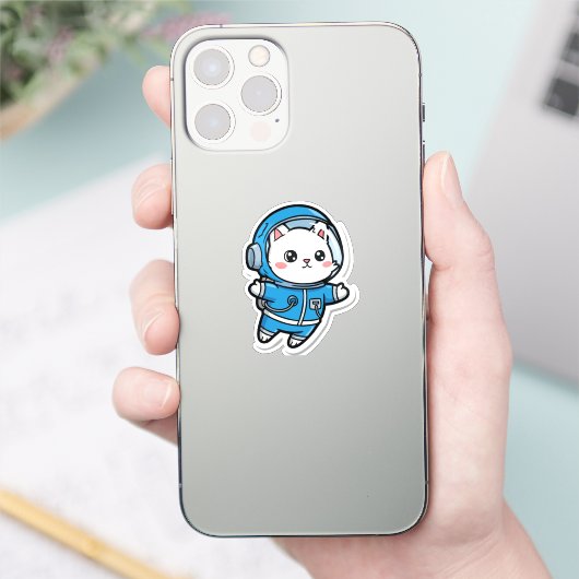 Cute Astronaut Cat Kawaii Sticker (Telefon)